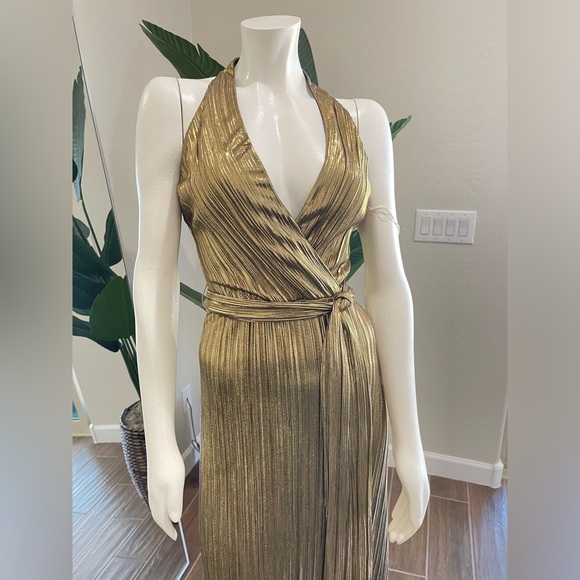 GOLD METALLIC FORMAL DRESS SZ 4 - Picture 5 of 8